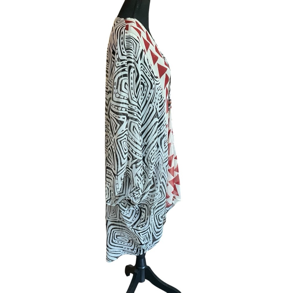 ZARA Abstract Tribal Print Kaftan Blouse Tunic Top Size M - Picture 5 of 10